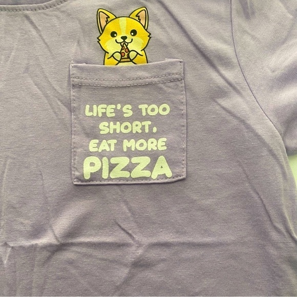 BOXLUNCH “Life’s Too Short Eat More Pizza” Pocket Shirt Size 4T - Picture 2 of 4